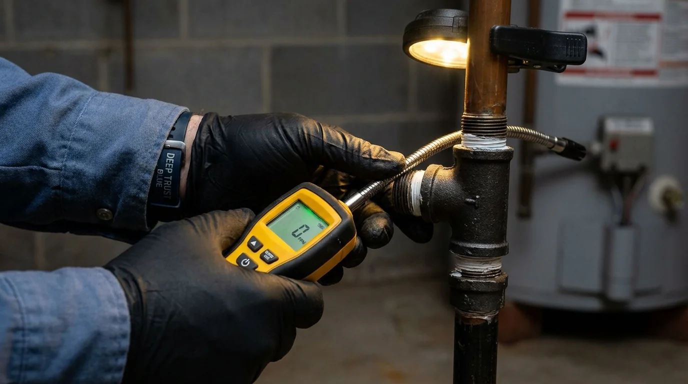 Gas leak detection with electronic sniffer by Johns Plumbing LLC in Poughkeepsie