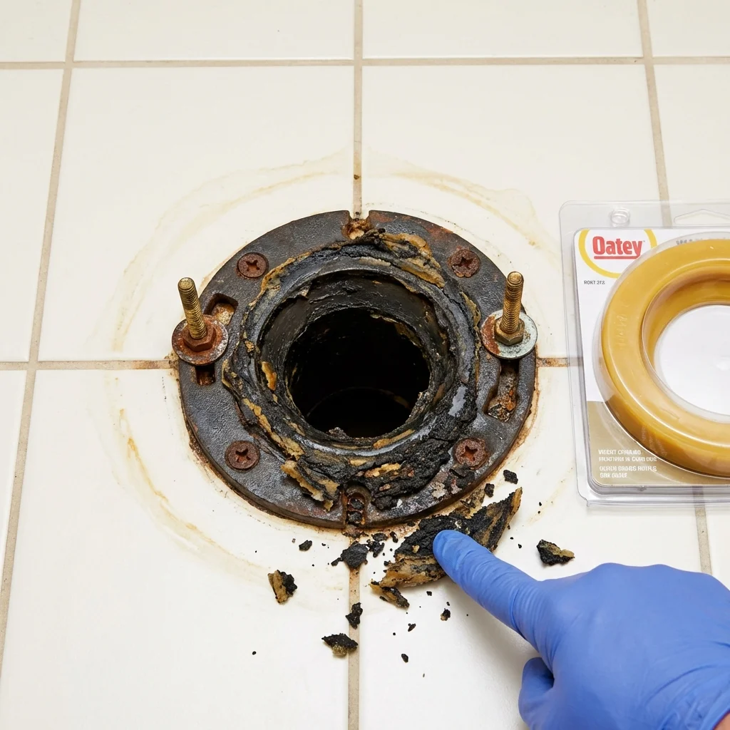 Failed wax ring showing water seepage at the base of a toilet in a Poughkeepsie, NY home